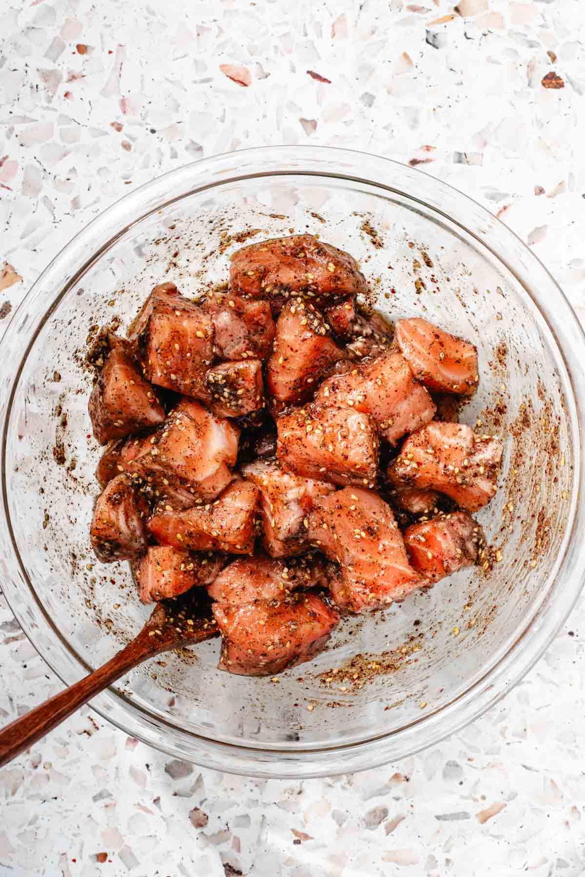 Marinade being brushed on